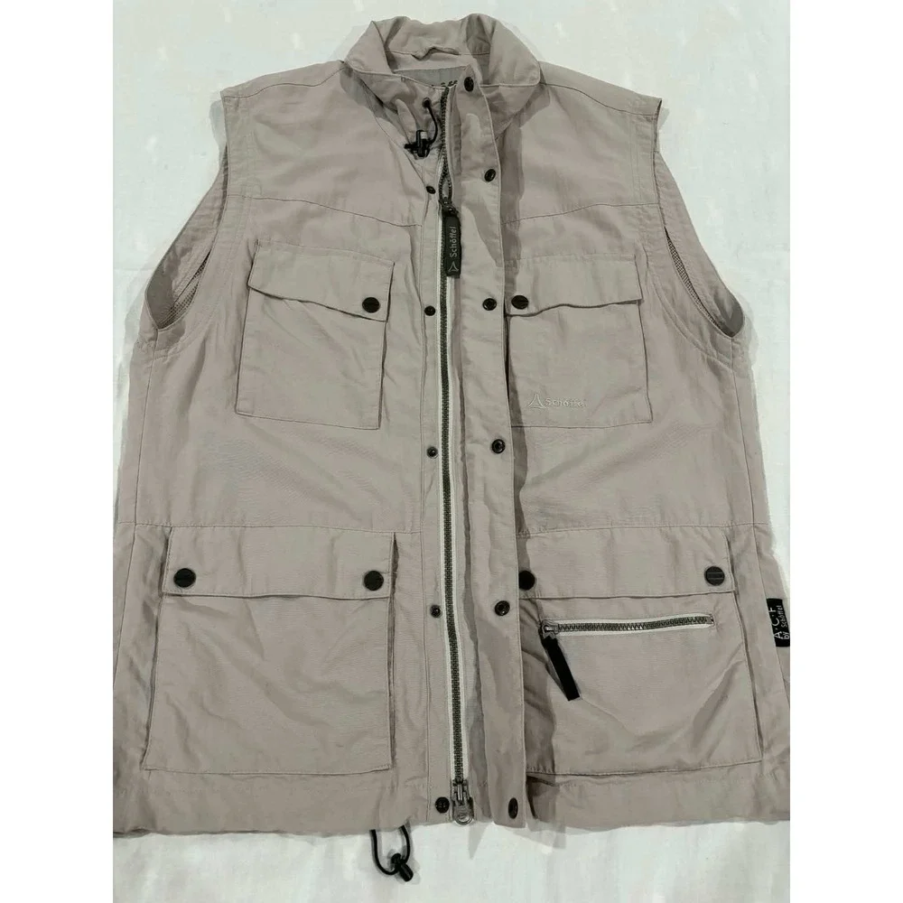 Schoffel Adventure Wear Mens Vest Beige Zip Pockets Utility Gorpcore Size‎ 50 XL